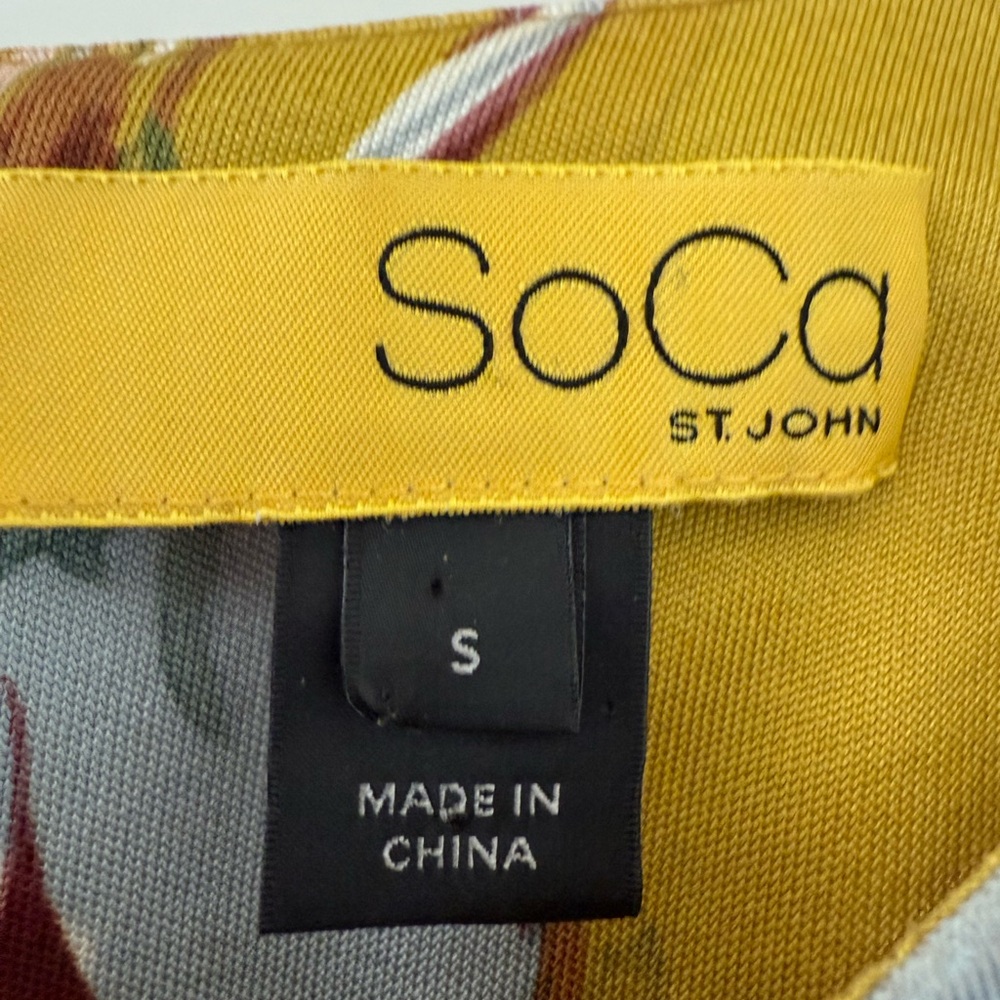 Vintage St. John SoCa Yellow Silk Floral Print Top - Mustard - Picture 3 of 9